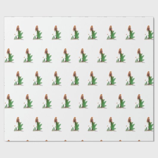 Roodharige Hiker Rugzak Pinup Meisje Wrapping Papi Cadeaupapier (Zoom)