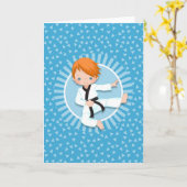 Roodharige Karate Jongen Judo Vechtkunst Kaart (Gele Bloem)