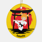 Roodharige Karate Meisje Aangepaste Kinder Naam Ke Keramisch Ornament (Links)