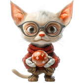 Roodharige Kerst Kat Keramisch Ornament