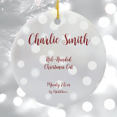 Roodharige Kerst Kat Keramisch Ornament