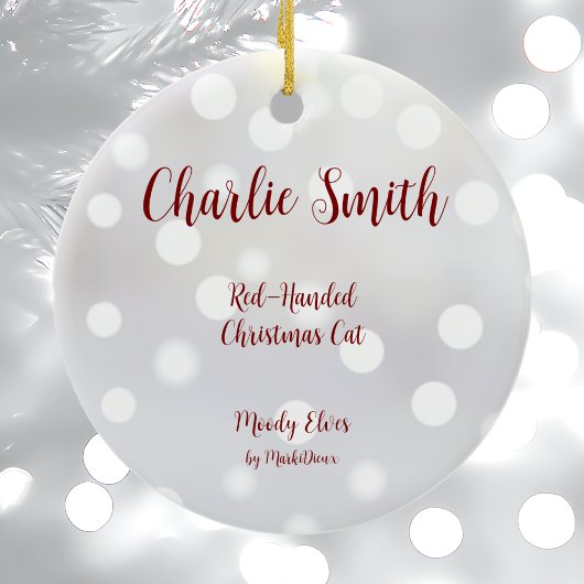 Roodharige Kerst Kat Keramisch Ornament