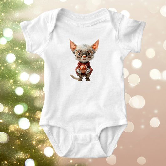 Roodharige Kerstkat Baby Bodysuit