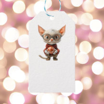 Roodharige Kerstkat Witte Gift Labels