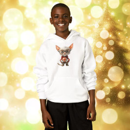 Roodharige Kerstkattenjongen Hoodie