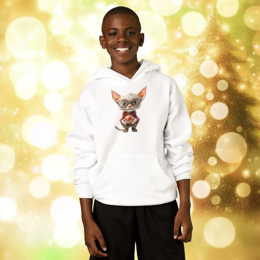 Roodharige Kerstkattenjongen Hoodie