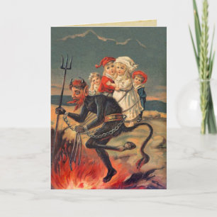 roodharige Krampus kerst Kaart