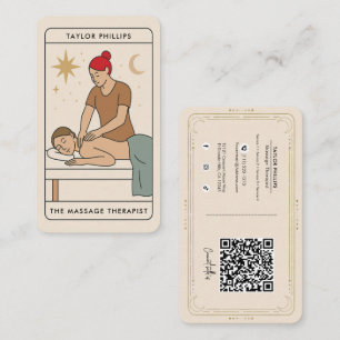 Roodharige Massagetherapeut Tarot Sociale Media QR Visitekaartje