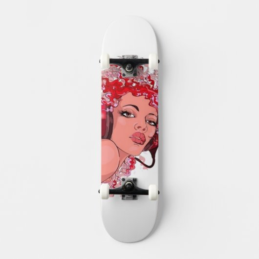 Roodharige met hoofdtelefoon skateboard (Voorkant)