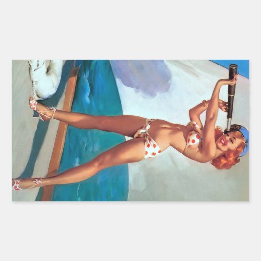 Roodharige met Spyglass Pin U Rechthoekige Sticker (Voorkant)