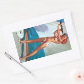 Roodharige met Spyglass Pin U Rechthoekige Sticker (Envelop)