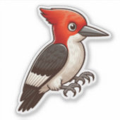 Roodharige specht vogel Custom-Cut Vinyl Sticker (Voorkant)