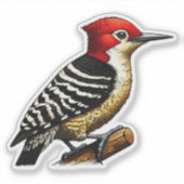 Roodharige specht vogel Custom-Cut Vinyl Sticker (Voorkant)