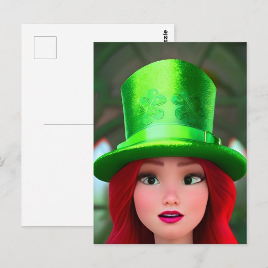 Roodharige St. Patricks Vrouw Briefkaart (Voorkant / Achterkant)