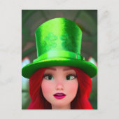 Roodharige St. Patricks Vrouw Briefkaart (Voorkant)