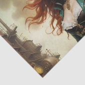 Roodharige Steampunk Beauty Decoupage Paper Tissuepapier (Detail)