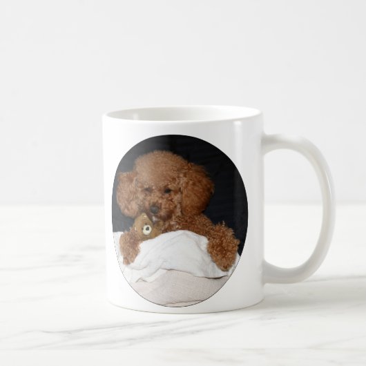 Roodharige Toy Poodle Mok - Met Teddybeer (Rechts)
