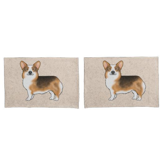 Roodharige Tri Pembroke Welsh Corgi Dogs Beige Kussensloop (Voorkant-Set)