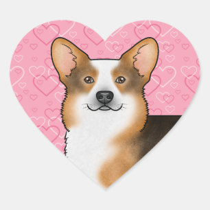 Roodharige Tri Pembroke Welsh Corgi Liefde Roze Hart Sticker