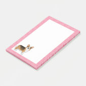 Roodharige Tri Pembroke Welsh Corgi Liefde Roze Post-it® Notes (Schuin)