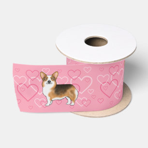 Roodharige Tri Pembroke Welsh Corgi Liefde Roze Satijnen Lint