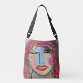 Roodharige Vrouw Abstracte Kunst Crossbody Tas (Voorkant)
