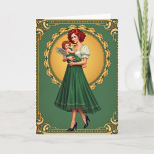 Roodharige vrouw Art Nouveau kaart