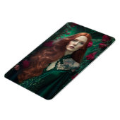 Roodharige vrouw in Emerald Green Dress. Magneet (Linkerzijde)