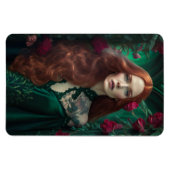 Roodharige vrouw in Emerald Green Dress. Magneet (Horizontaal)