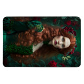Roodharige vrouw in Emerald Green Dress. Magneet (Horizontaal)