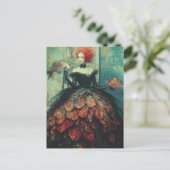 Roodharige vrouw in vismode briefkaart (Staand voorkant)