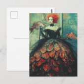 Roodharige vrouw in vismode briefkaart (Voorkant / Achterkant)