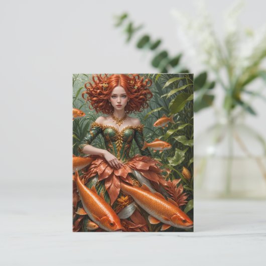 Roodharige vrouw in zeewier Modes Briefkaart (Staand voorkant)