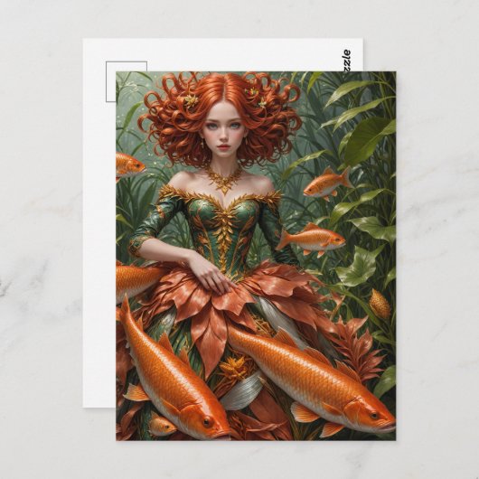 Roodharige vrouw in zeewier Modes Briefkaart (Voorkant / Achterkant)