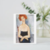 Roodharige Vrouw met een Hanger, Modigliani Briefkaart (Staand voorkant)