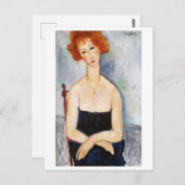 Roodharige Vrouw met een Hanger, Modigliani Briefkaart (Voorkant / Achterkant)
