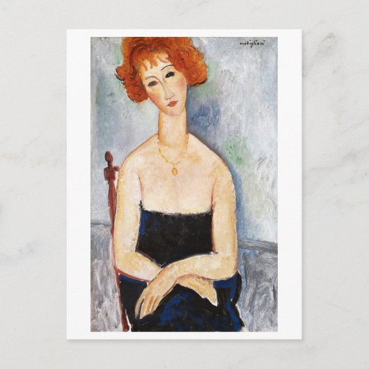 Roodharige Vrouw met een Hanger, Modigliani Briefkaart (Voorkant)