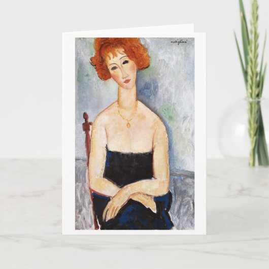 Roodharige Vrouw met een Hanger, Modigliani Kaart (Voorkant)