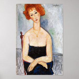 Roodharige Vrouw met een Hanger, Modigliani Poster