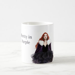 Roodharige vrouw mooi in paarse jurk koffiemok