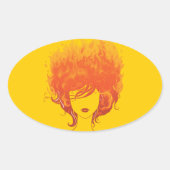 Roodharige vrouw, rood vuurhaar ovale sticker (Voorkant)