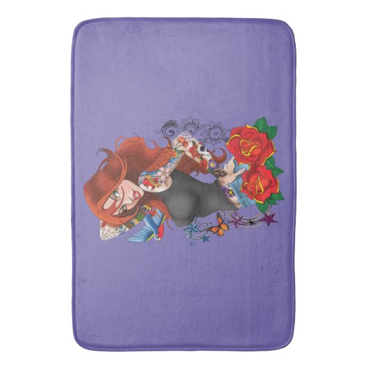 Roodharige Vrouw Tattoos Badmat (Voorkant Verticaal)