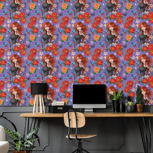 Roodharige Vrouw Tattoos Behang (Creator heeft geüpload)