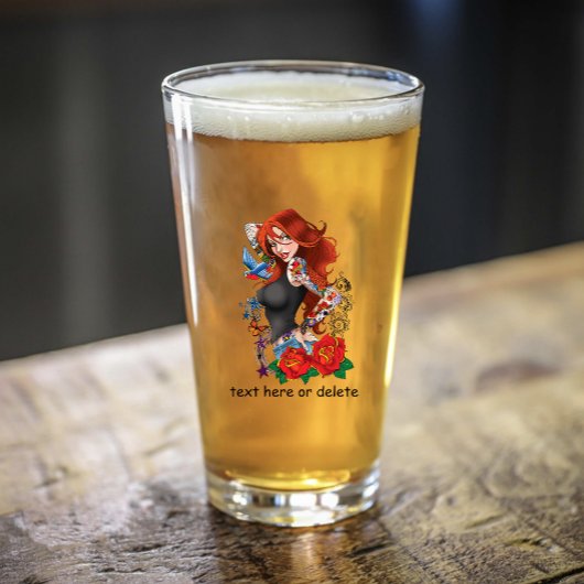 Roodharige Vrouw Tattoos Glas