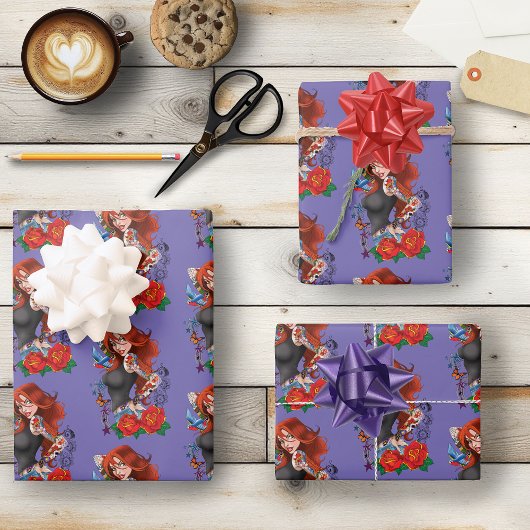 Roodharige Vrouw Tattoos Inpakpapier Vel