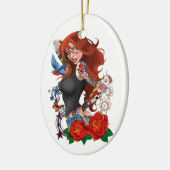 Roodharige Vrouw Tattoos Keramisch Ornament (Links)