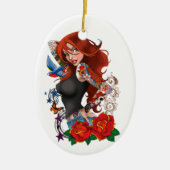 Roodharige Vrouw Tattoos Keramisch Ornament (Voorkant)