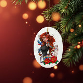 Roodharige Vrouw Tattoos Keramisch Ornament