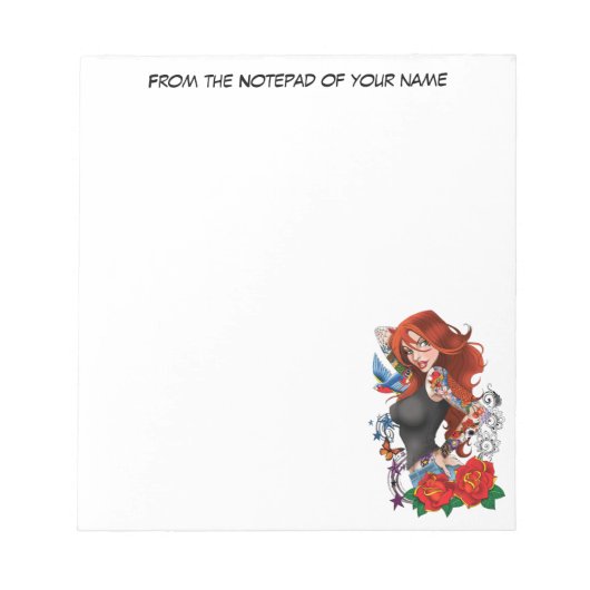 Roodharige Vrouw Tattoos Notitieblok (Voorkant)