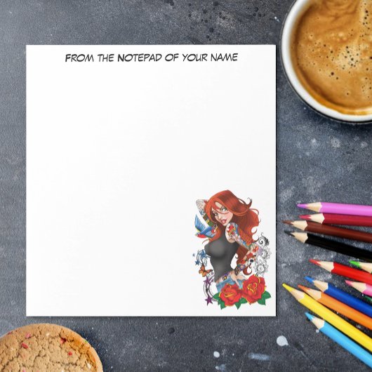 Roodharige Vrouw Tattoos Notitieblok